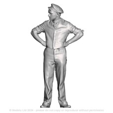 Porter with hands clasped behind his back