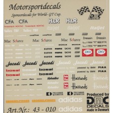 World GT Cup Sponsor Decal sheet 1:43rd scale