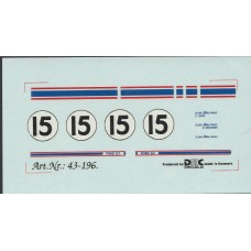 DMC 1:43rd scale Ford GT40 Decal Set - LeMans 1965