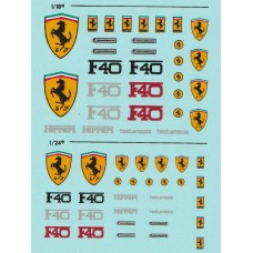 Ferrari Shields, F40 and Testarossa Decals