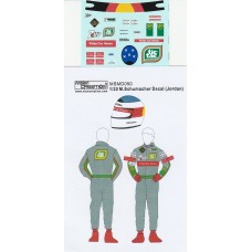 1:20th scale Michael Schumacher helmet and race suit decals. Team: Jordan 1991