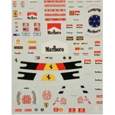 1:20th scale Michael Schumacher helmet and race suit decals Ferrari 1996 - 2006