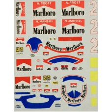 1:20th scale Prost and Mansell helmet and race suit decals Ferrari