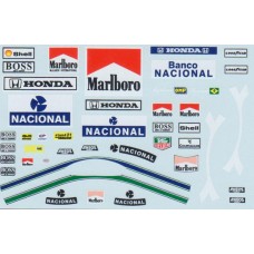  1:12th scale Ayrton Senna helmet and race suit decal - McLaren 1988 or 1991