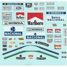 1/18th scale Ayrton Senna Helmet and Race Suit Decals - McLaren